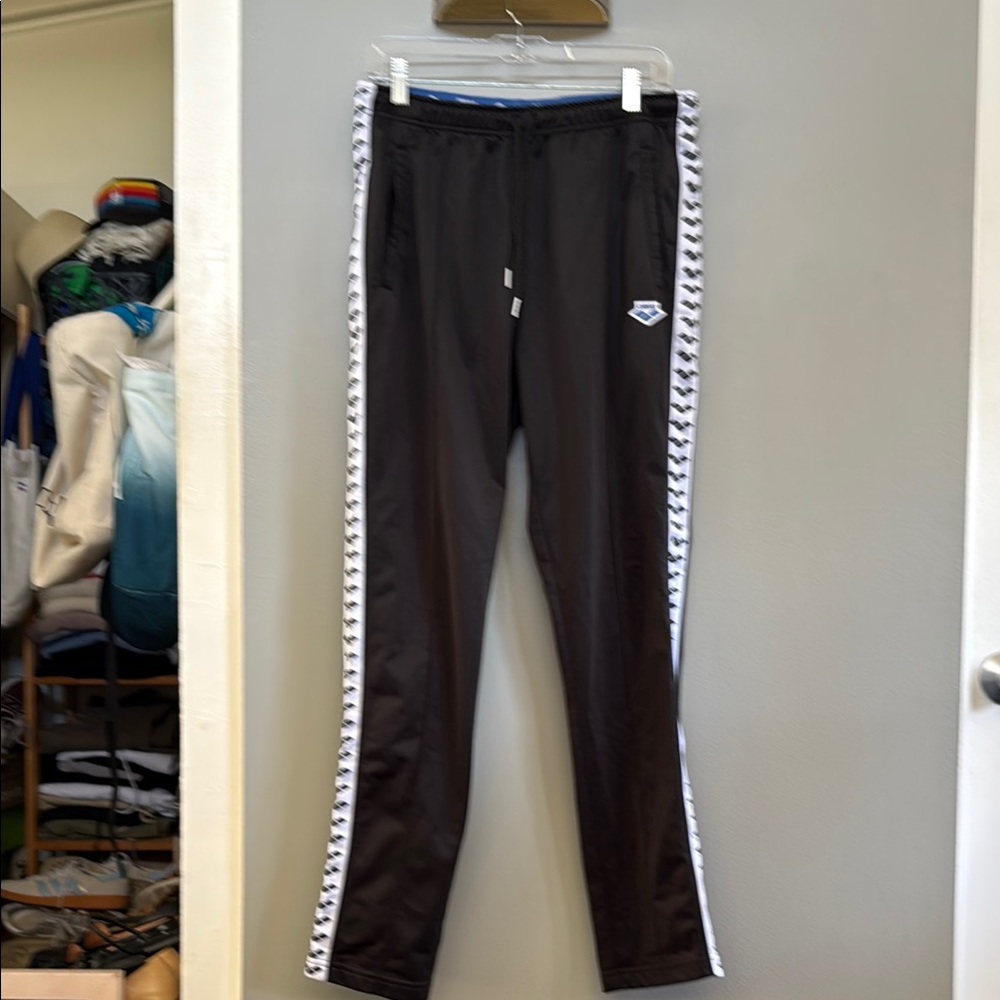 Barena Black and White Joggers with Checkered Stripe